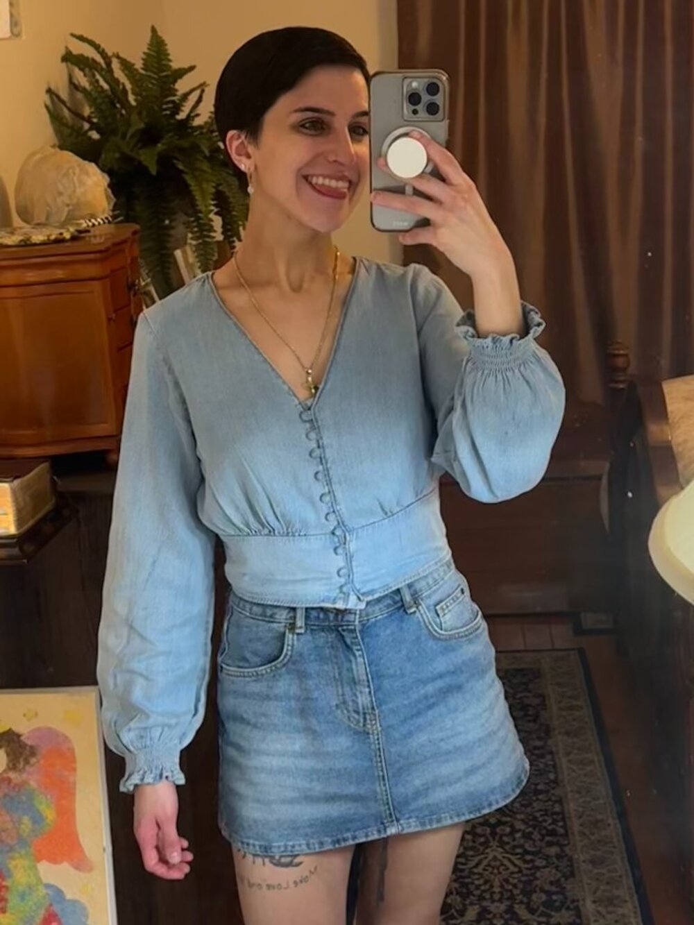 Levi's Light Blue Denim Button-Down Blouse - Picture 4 of 4